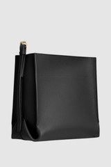 Back product shot of the Oroton Margot Mini Bucket Bag in Black and Pebble leather for Women .