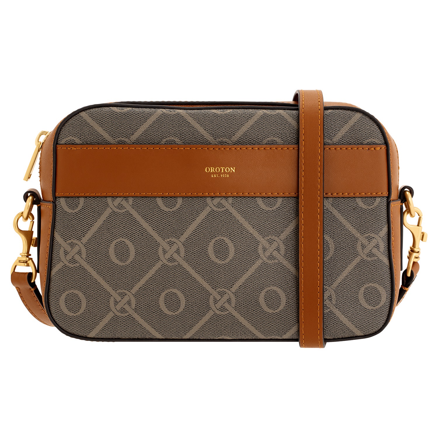 Harvey Signature Camera Crossbody - Black/Cognac | Oroton