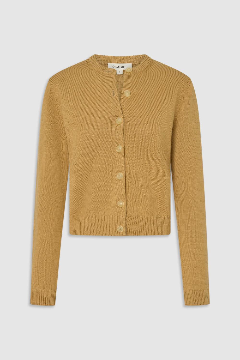 Cotton Knit Cardigan - Cashew | Oroton