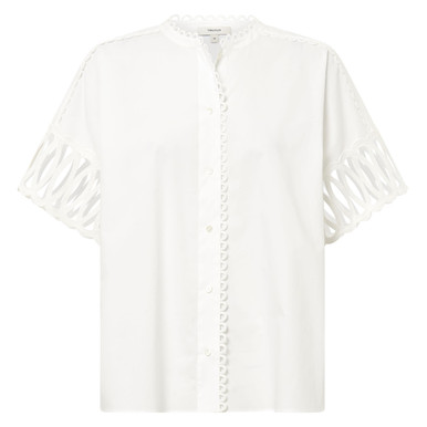 Lace Trim Blouse - White | Oroton