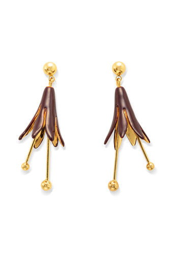 Lilium Drop Earrings - Gold/Currant | Oroton