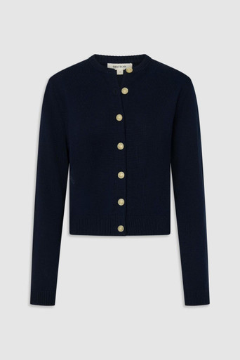 Cotton Knit Cardigan - North Sea | Oroton