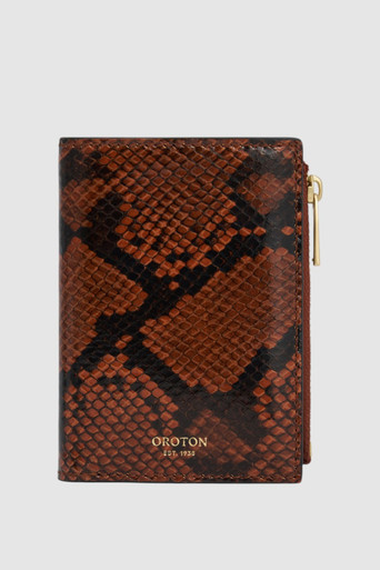 Mica Mini 10 Credit Card Zip Wallet - Copper Snake | Oroton