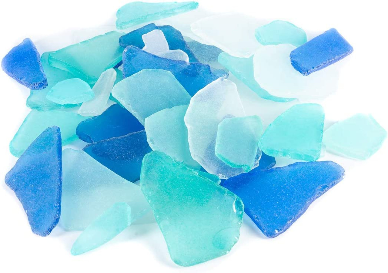 Sea Glass 11oz Caribbean Blue Sea Glass - Bulk Seaglass Pieces for Beach  Decor & Crafts