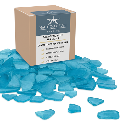 Sea Glass | Caribbean Blue Sea Glass Mix | 11oz for Craft and Decor