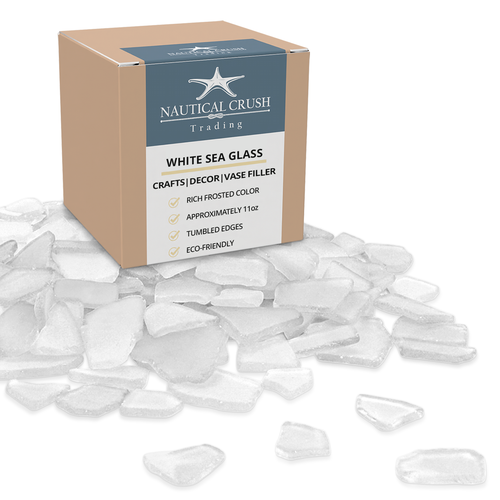 Sea Glass | White Frosted Sea Glass Mix | 11oz for Craft and Decor