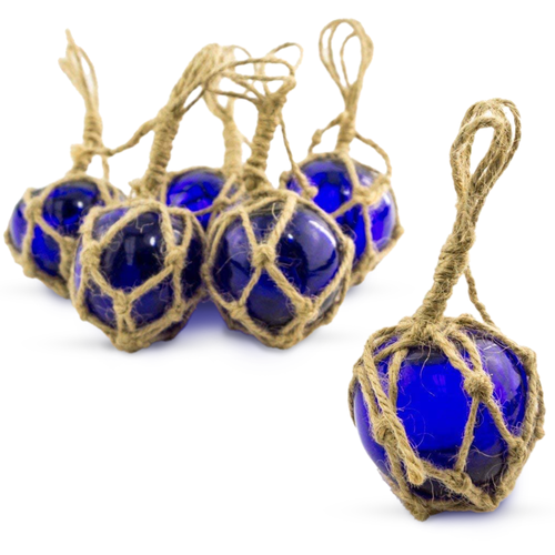 Glass Float | Cobalt Blue Fishing Buoy Balls 2" | Set of 6