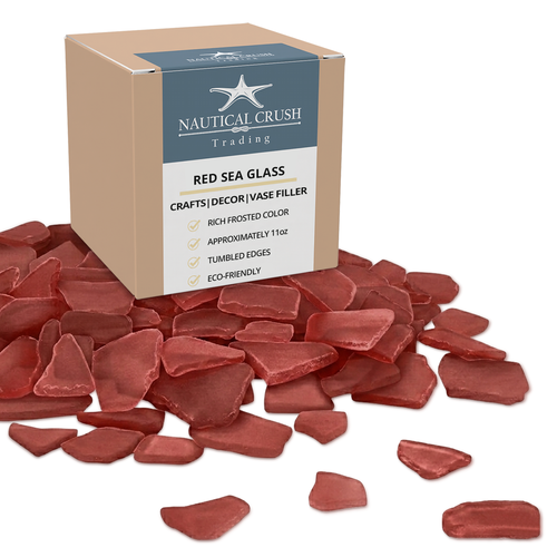 Sea Glass | Red Sea Glass Mix | 11oz for Craft and Decor