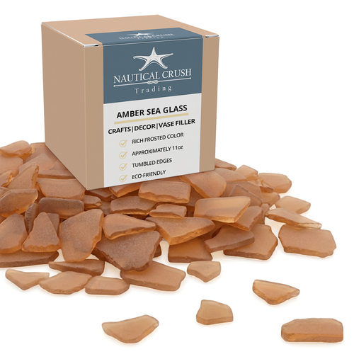 Sea Glass | Amber Sea Glass Mix | 11oz for Craft and Decor