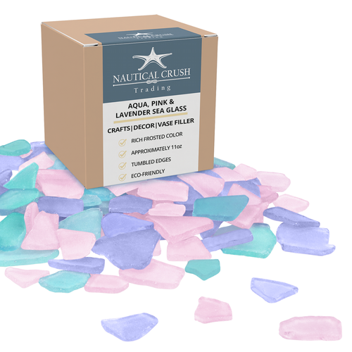 Sea Glass | Aqua Pink & Lavender Sea Glass Mix | 11oz for Craft and Decor