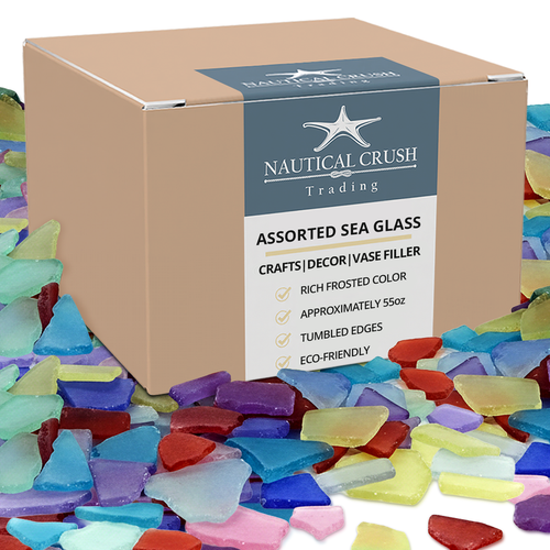 Sea Glass | Assorted Colored Sea Glass Mix | 55 Ounces of Sea Glass for Art Crafts and Decor | Sea Glass Bulk