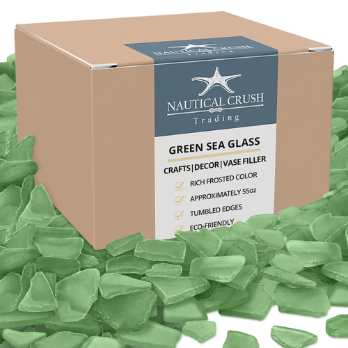Nautical Crush Trading Sea Glass | Green Sea Glass Mix | Sea Glass for Art Crafts and Decor | Sea Glass Bulk (55 Ounces)