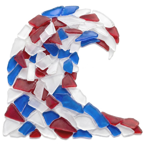 Nautical Crush Trading Sea Glass | Red White & Blue Colored Sea Glass Mix | Sea Glass for Art Crafts and Decor | Sea Glass Bulk (11 Ounces)