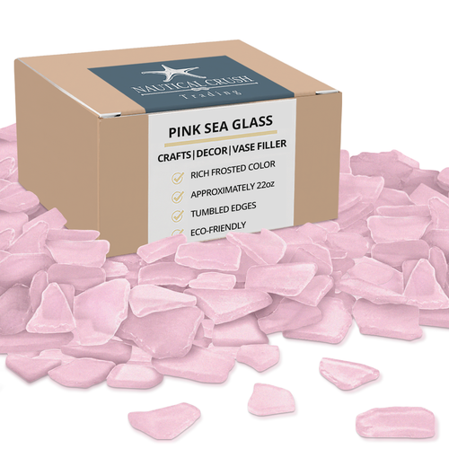 Sea Glass Craft - Beach Glass Craft - Pink - Sea Glass Décor - Sea Glass Vase Filler - Sea Glass Crafting - Bag of Sea Glass - Craft Glass - Vase Fillers Glass (22 Ounces)