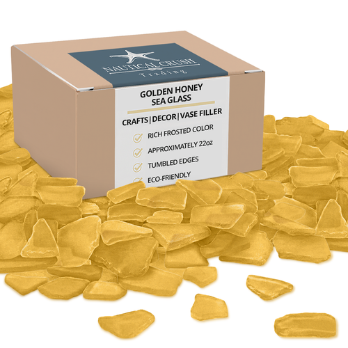Sea Glass Craft - Beach Glass Craft - Golden Honey - 22 Oz Sea Glass Décor - Sea Glass Vase Filler - Sea Glass Crafting - Bag of Sea Glass - Craft Glass - Vase Fillers Glass