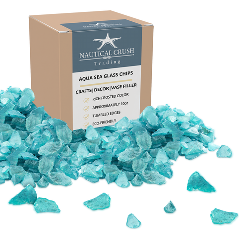 Sea Glass Chips | Colored Sea Glass Chips | Aqua Blue | 10oz Bulk Pearlized Sea Glass Pieces for Crafts and Decor | Plus Free Nautical eBook by Joseph Rains
