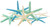 10 Pack Green Blue & White Assorted Star Fish front view standing 