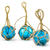 Japanese Glass Fishing Floats Ball - 3" Aqua (3 Pack) - Glass Buoys With Rope - Japanese Glass Floats - Fishing Float Glass - Glass Float Balls - Glass Ball Float Decor - Nautical Glass Balls