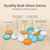 Flat Marbles Vase Filler - 0.68 Lb (70 pcs) Aqua White & Orange Glass Pebbles Vases - Clear Glass Stones for Vases - Flat Glass Marble for craft and Home décor - Aquarium Glass Marble filler