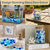 Flat Marbles Vase Filler - 3 Lb (315 pcs) Cobalt Aqua & White Glass Pebble Vase - Clear Glass Stones for Vases - Flat Glass Marble for craft and Home décor - Aquarium Glass Marble filler