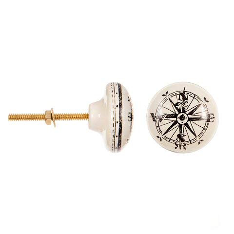 Nautical Compass Ceramic Drawer Cabinet Knob 1 5 Set Of 2
