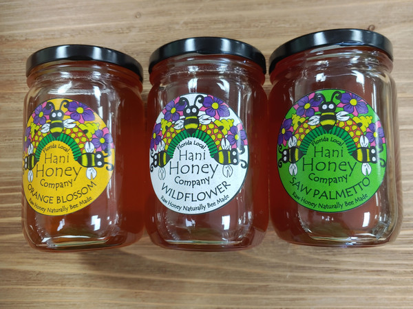 All honey stocked at Two Olive Trees is locally made by Hani Honey.  The products are sold in glass jars only.  We carry the 1# jars . We currently are stocking Saw Palmetto, Orange Blossom and Wildflower.
CURRENTLY IN STORE PICKUP ONLY