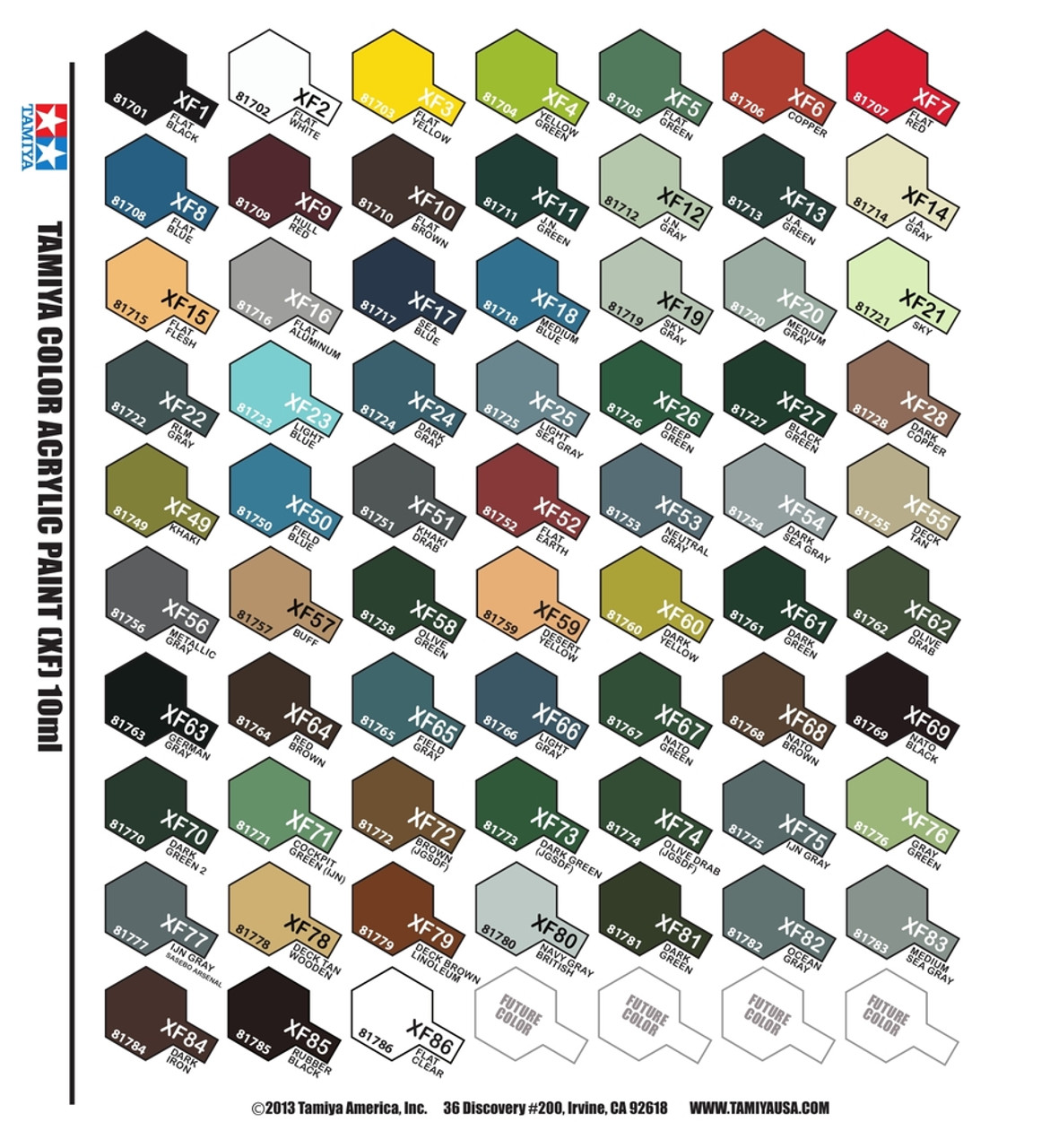 Tamiya Ps Paint Color Chart