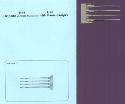 Hispano 20mm Cannons w/Flame Damper (4) 1/48 Aires