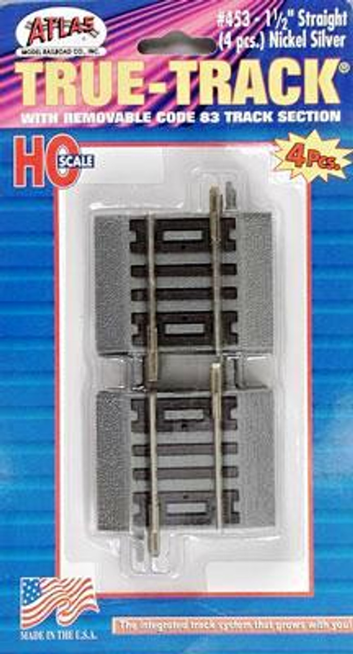 TrueTrack 1.5" Straight Section (4) HO Scale Atlas Trains
