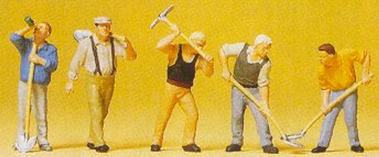 Workers w/Picks & Shovels (5) HO Scale Preiser Models