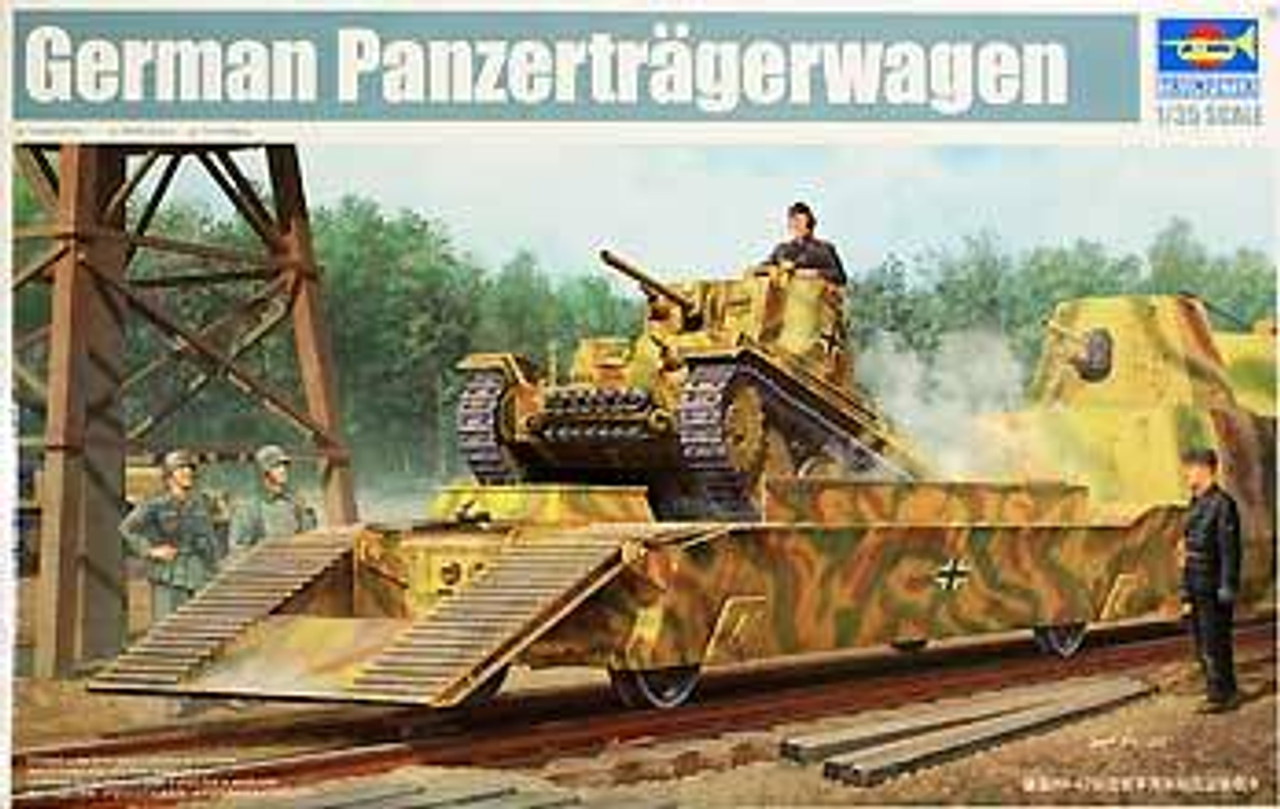 WWII German Army Panzertragerwagen Tank Transport Flatcar 1/35 Trumpeter