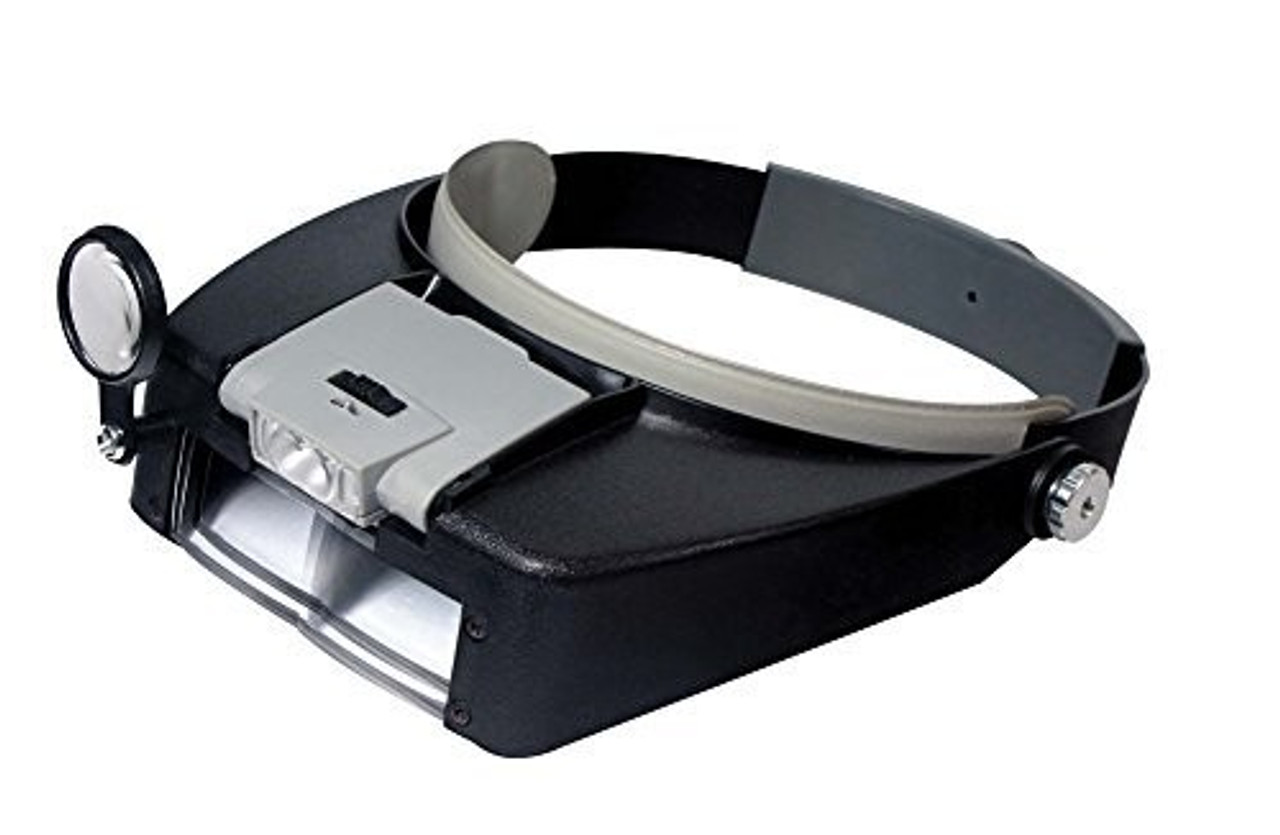 Lighted Dual Lens Headband Magnifier 1.9x, 3.8x, 6.4x & 8.4x Power