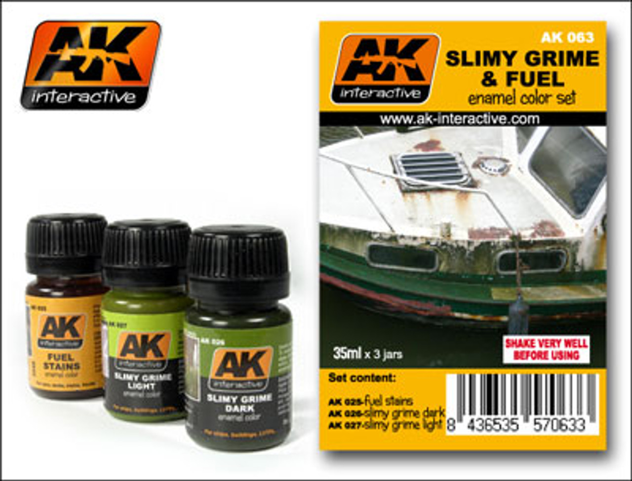 Slimy Grime & Fuel Stains Enamel Paint Set (25, 26, 27) AK Interactive