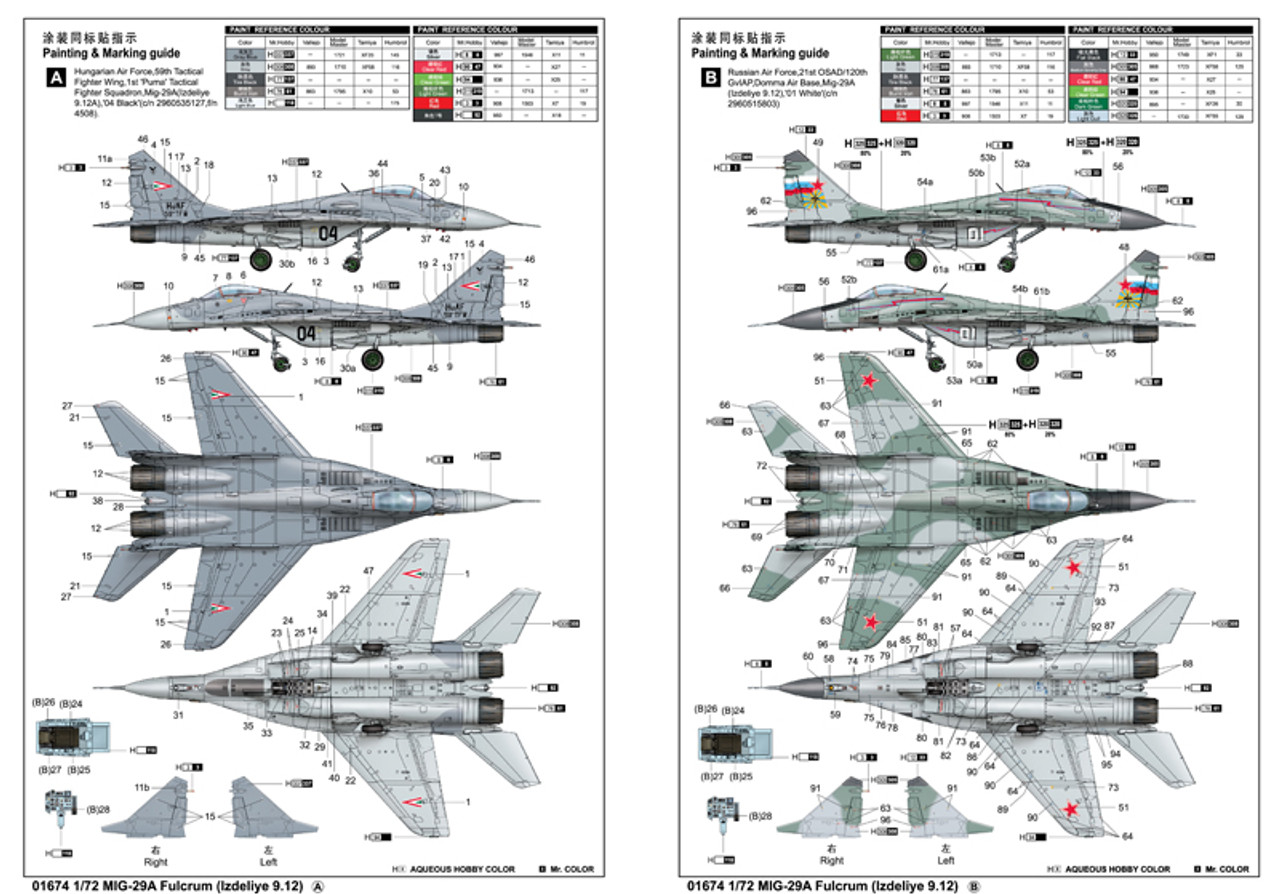 MiG-29A Fulcrum Product 9.12 Russian Fighter 1/72 Trumpeter