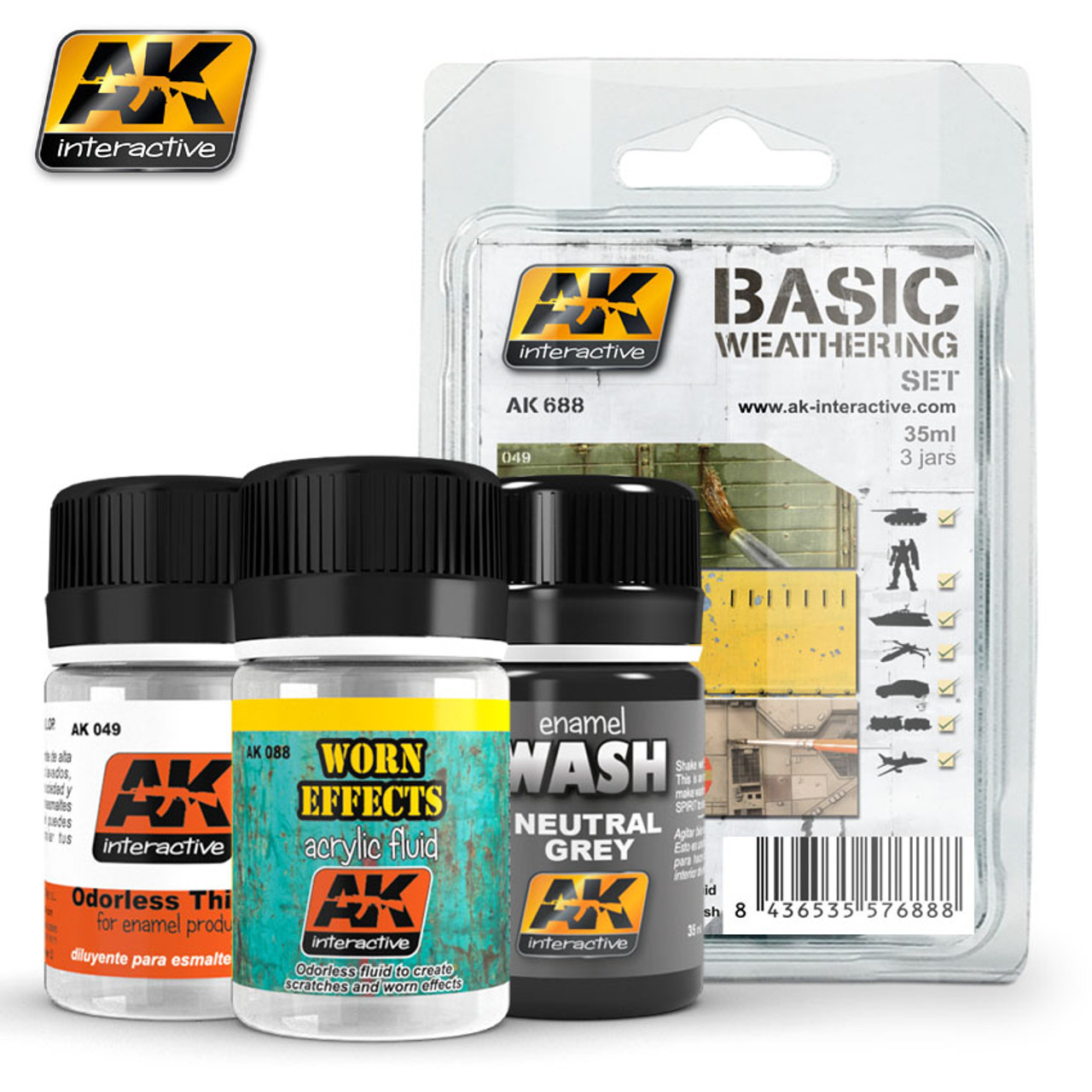 Basic Weathering Paint Set (49, 88, 677) AK Interactive