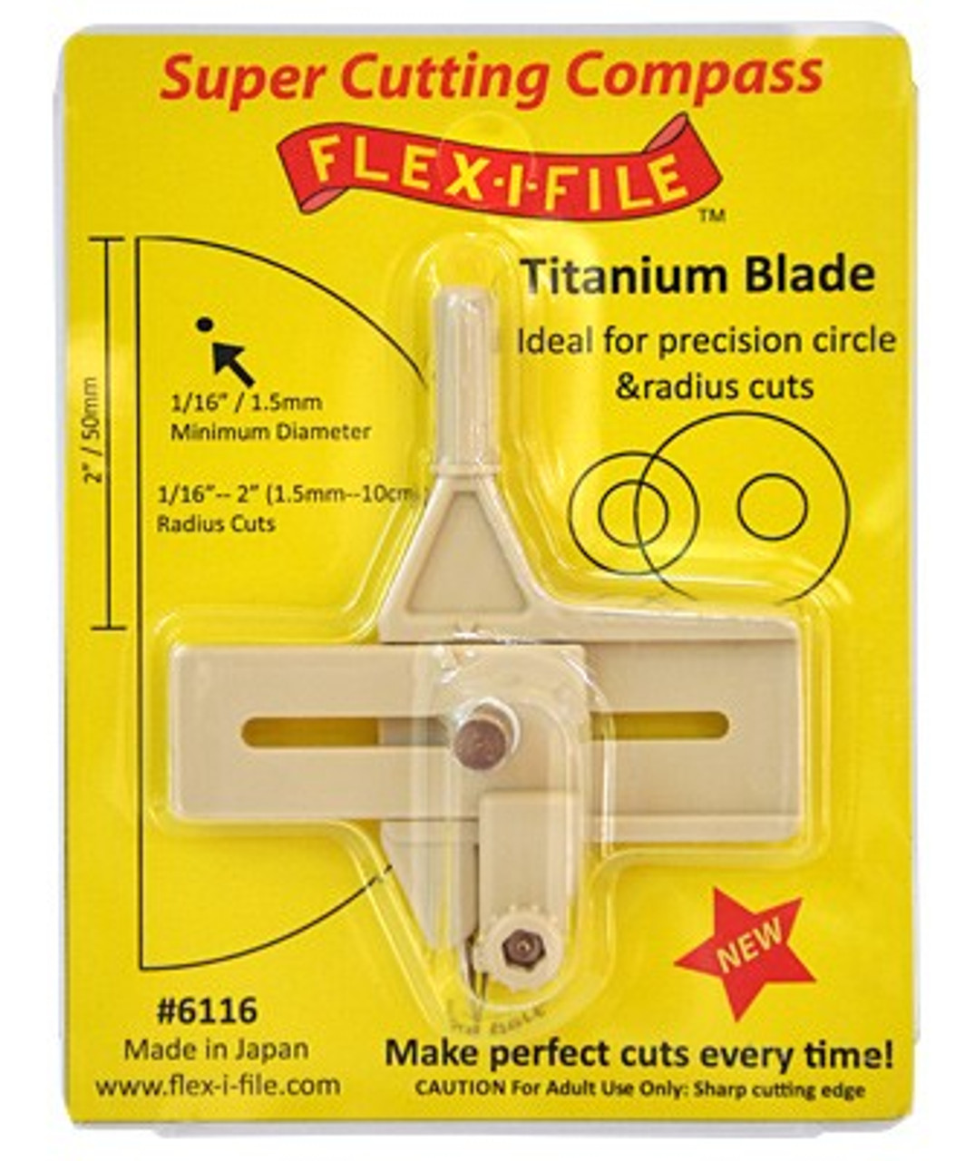 Super Cutting Compass w/Titanium Blade for Precision Circle & Radius Cuts  FLEX-I-FILE