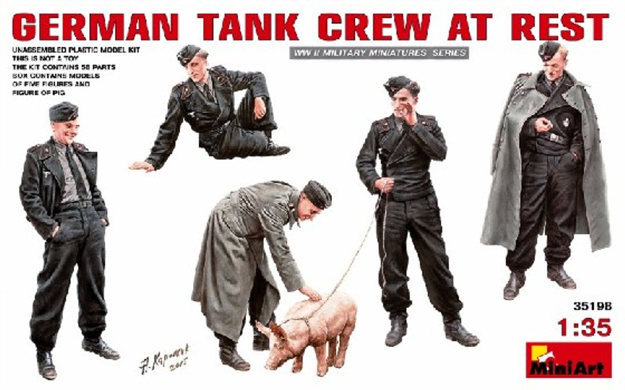 German Tank Crew at Rest (5 w/Pig) 1/35 Miniart