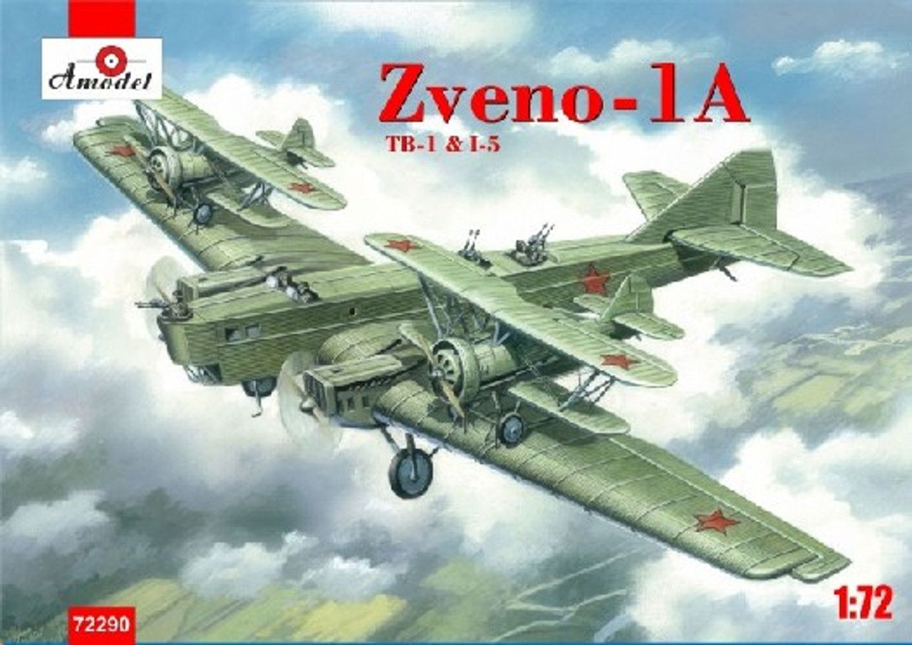 Soviet Zveno-1A TB-1 Mothership Aircraft w/2 I-5 Soviet Fighters 1/72  A-Model