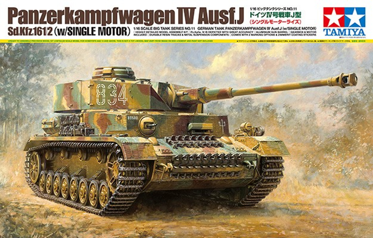German PzKpfw IV Ausf J SdKfz 161/2 Tank w/Single Motor 1/16 Tamiya
