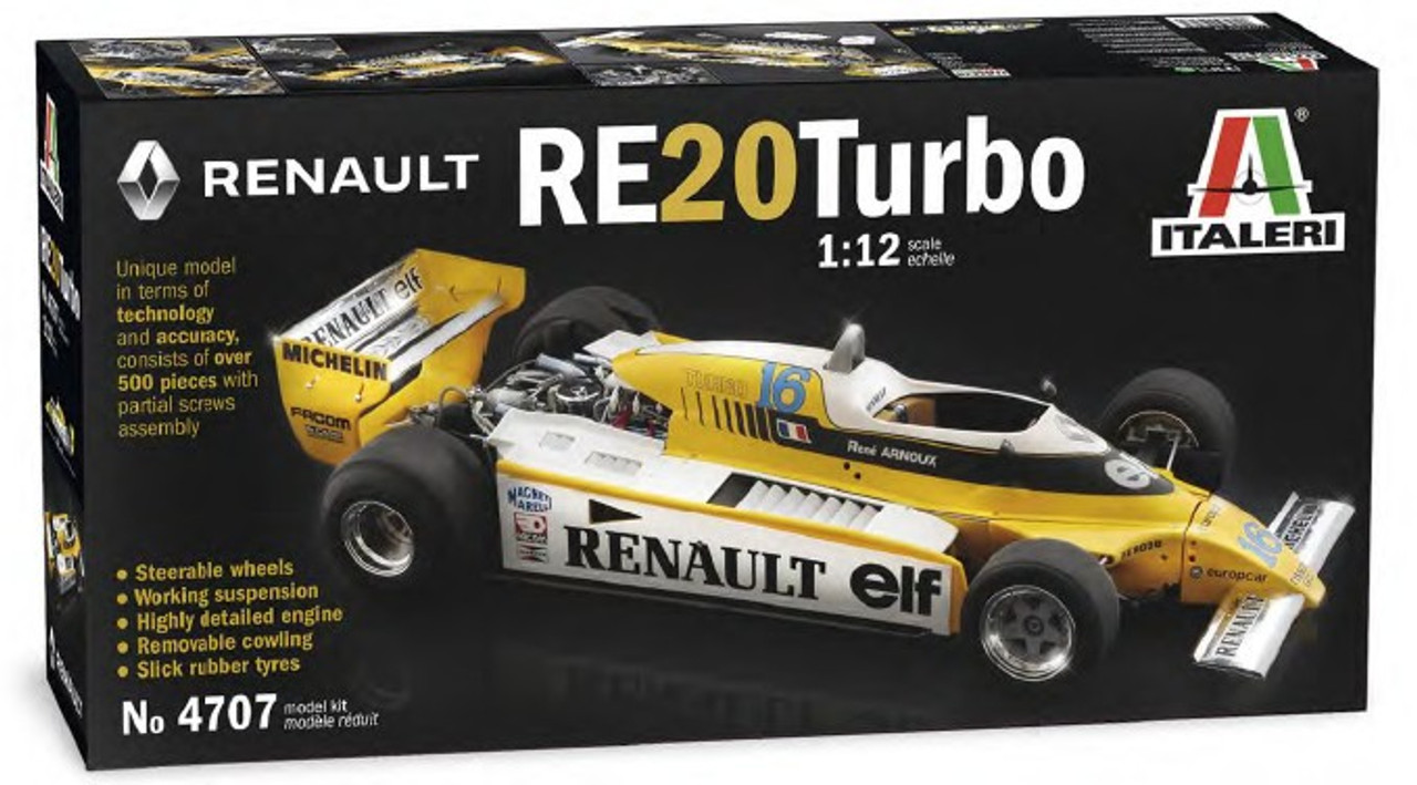 Renault RE20 Turbo Formula 1 Race Car 1/12 Italeri