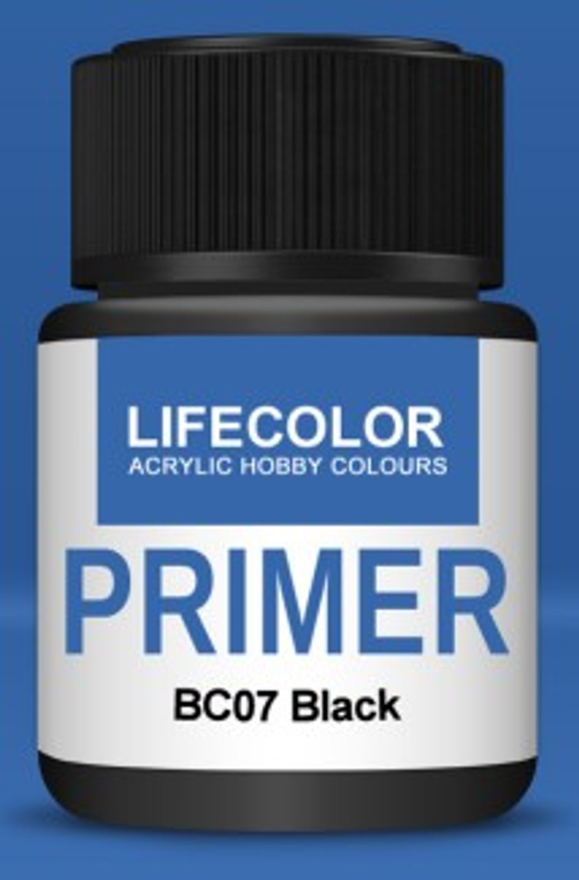 Black Acrylic Primer 22mL Bottle Lifecolor (LFCBC07)