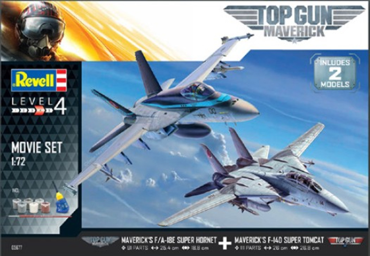 Top Gun Maverick's Set: F/A-18E Super Hornet & F-14D Super Tomcat Aircraft  w/paint & glue 1/72 Revell Germany