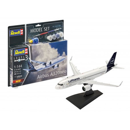 Airbus A320 Neo Lufthansa Airliner w/paint & glue 1/144 Revell Germany