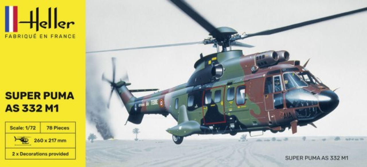 Super Puma AS332 M1 Tactical Transport Helicopter 1/72 Heller