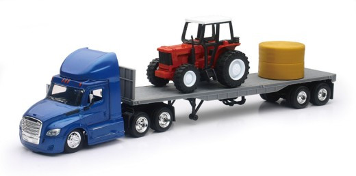 New Ray Camion Freightliner 1/32 Plateau Transport Caisse Paille – 57 Cm