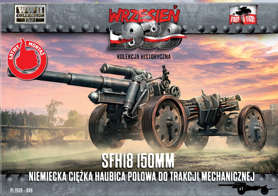 WWII German sFH18 150mm Heavy Howitzer w/Towing Trolley 1/72 First