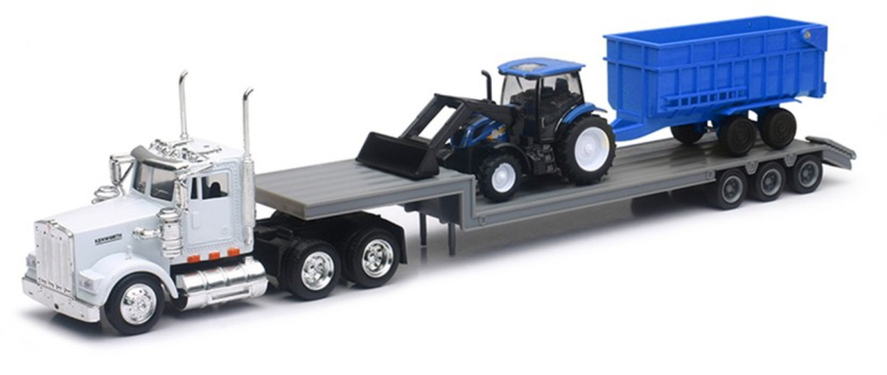 Kenworth W900 w/Lowboy Trailer, New Holland Farm Tractor