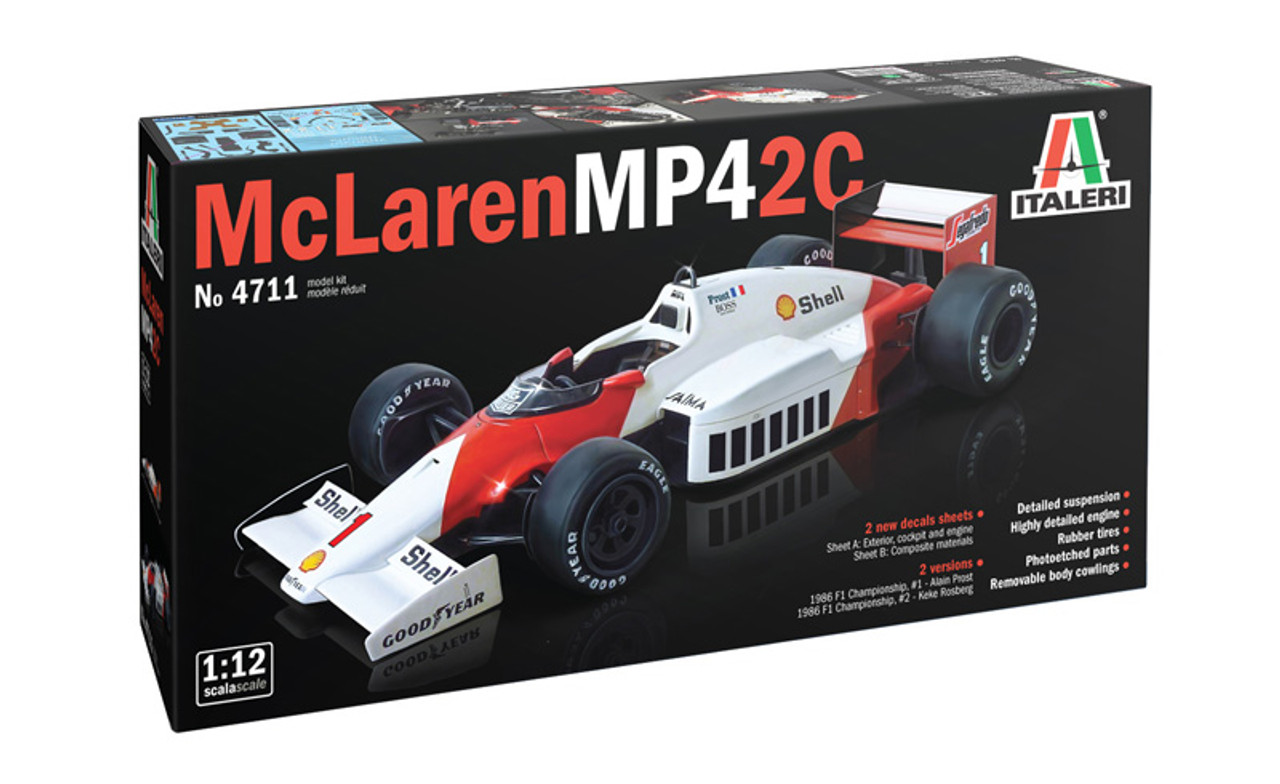 McLaren MP4/2C Prost/Rosberg Formula 1 Race Car 1/12 Italeri