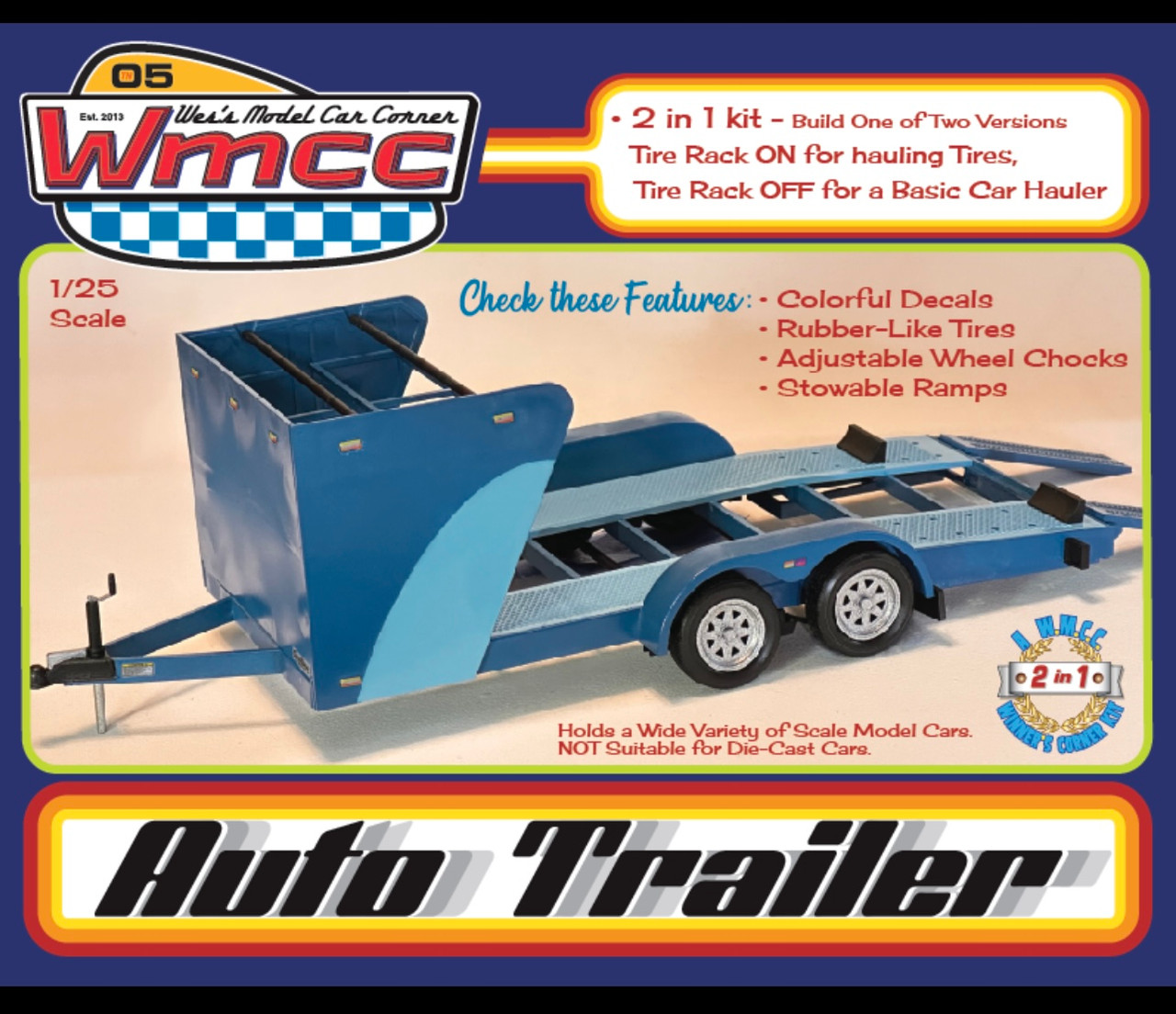 Auto Trailer w/Optional Tire Rack (2 in 1) 1/25 Wes's Model Car Company
