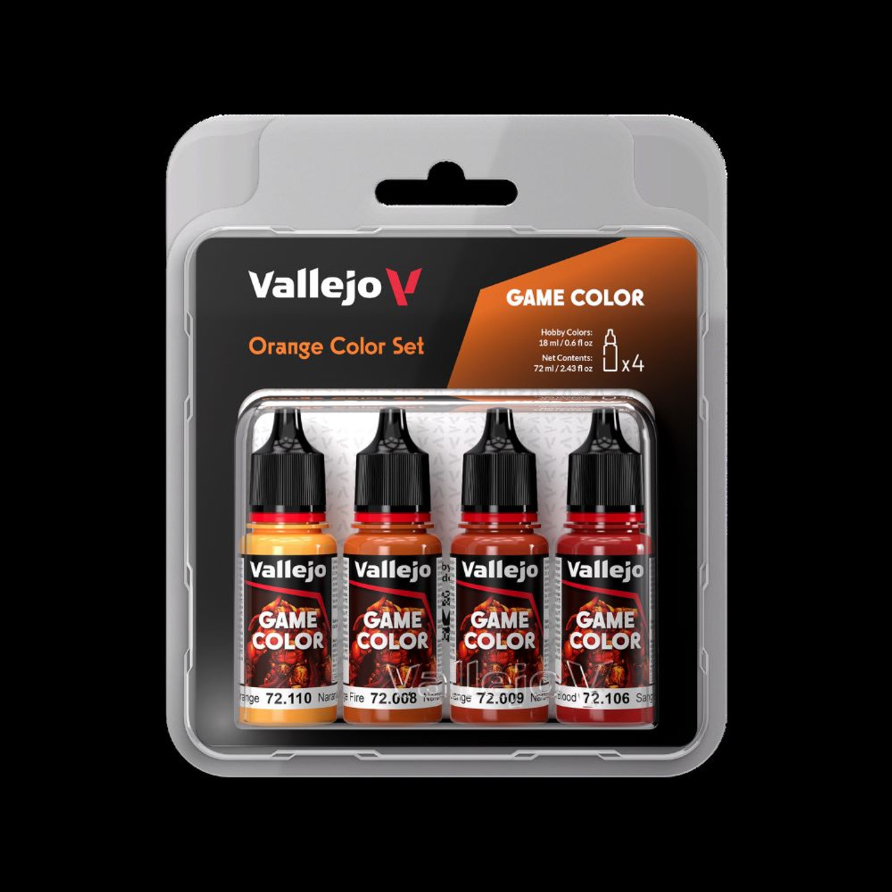 Orange (Base, Shadow, Light) Game Color Paint Set (4 18ml Bottles) Vallejo  Paint